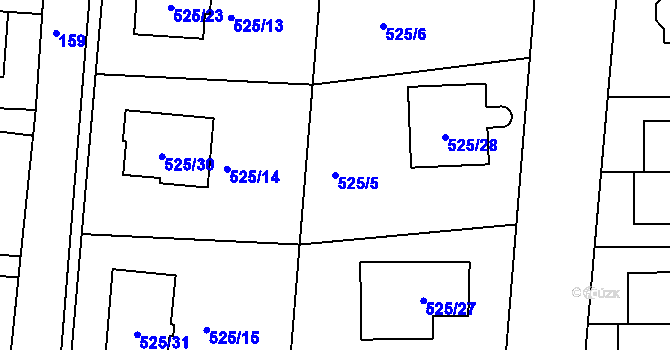 Parcela st. 525/5 v KÚ Jinočany, Katastrální mapa