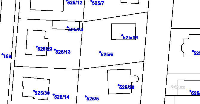 Parcela st. 525/6 v KÚ Jinočany, Katastrální mapa