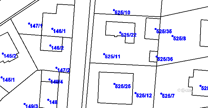 Parcela st. 525/11 v KÚ Jinočany, Katastrální mapa