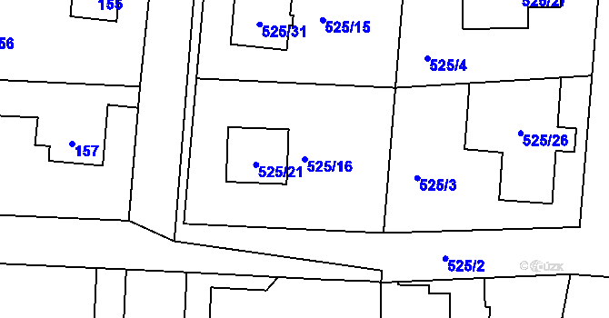 Parcela st. 525/16 v KÚ Jinočany, Katastrální mapa