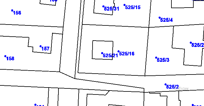 Parcela st. 525/21 v KÚ Jinočany, Katastrální mapa