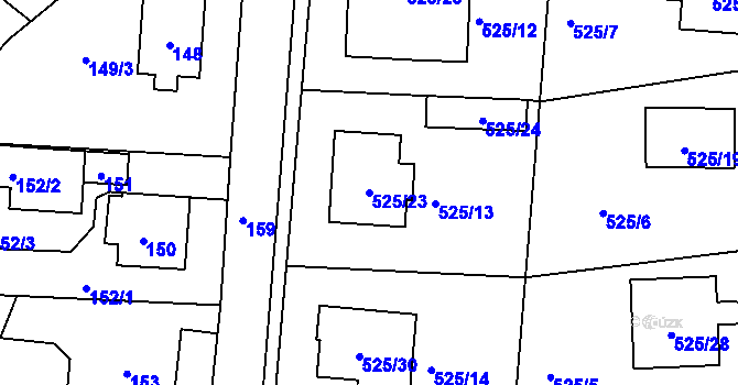 Parcela st. 525/23 v KÚ Jinočany, Katastrální mapa