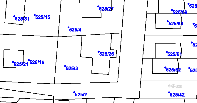Parcela st. 525/26 v KÚ Jinočany, Katastrální mapa