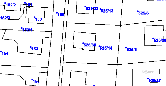 Parcela st. 525/30 v KÚ Jinočany, Katastrální mapa
