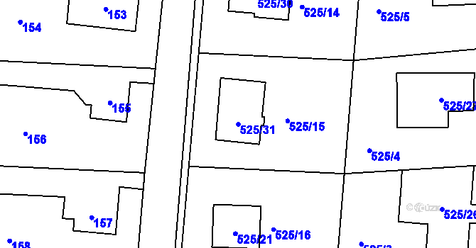 Parcela st. 525/31 v KÚ Jinočany, Katastrální mapa
