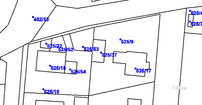 Parcela st. 525/37 v KÚ Jinočany, Katastrální mapa