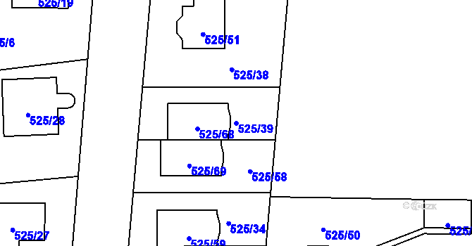 Parcela st. 525/39 v KÚ Jinočany, Katastrální mapa