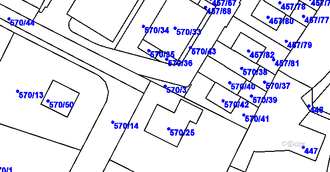 Parcela st. 570/3 v KÚ Jinočany, Katastrální mapa