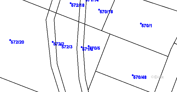 Parcela st. 570/5 v KÚ Jinočany, Katastrální mapa