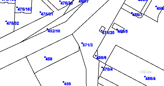 Parcela st. 571/3 v KÚ Jinočany, Katastrální mapa