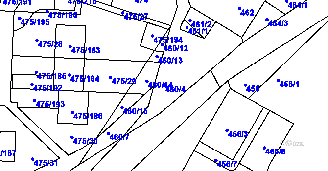 Parcela st. 460/4 v KÚ Jinočany, Katastrální mapa