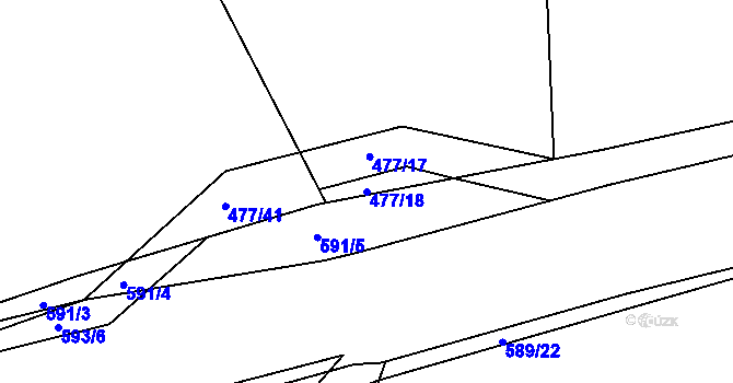 Parcela st. 477/18 v KÚ Jinočany, Katastrální mapa