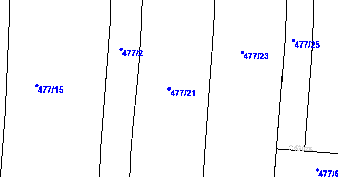 Parcela st. 477/21 v KÚ Jinočany, Katastrální mapa