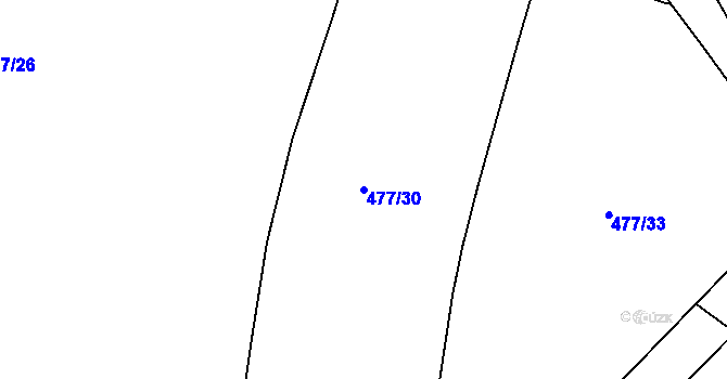 Parcela st. 477/30 v KÚ Jinočany, Katastrální mapa