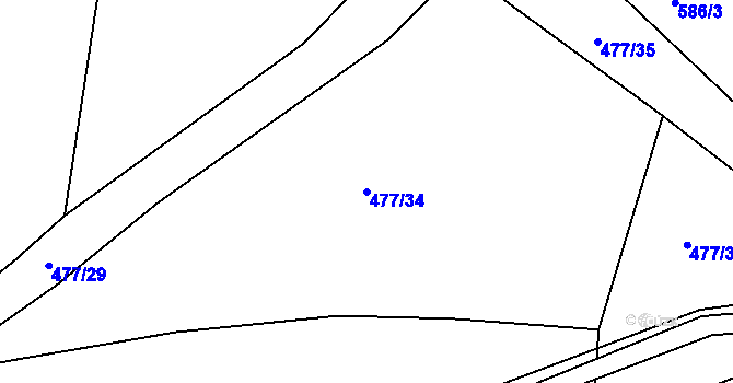 Parcela st. 477/34 v KÚ Jinočany, Katastrální mapa
