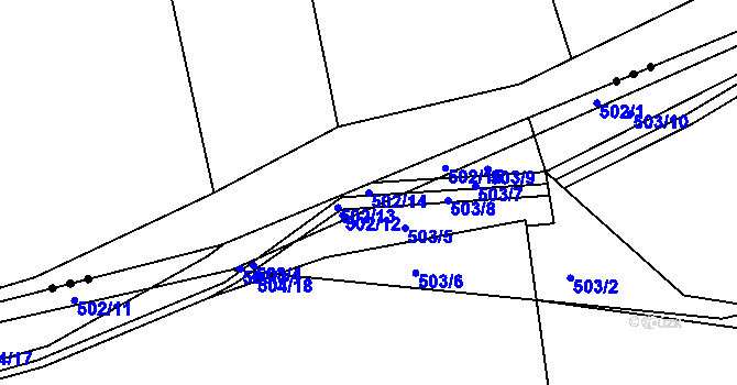 Parcela st. 502/14 v KÚ Jinočany, Katastrální mapa
