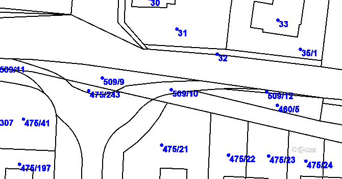Parcela st. 509/10 v KÚ Jinočany, Katastrální mapa