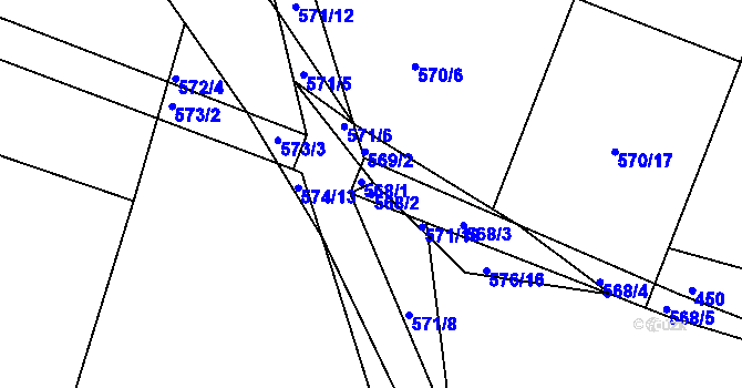 Parcela st. 568/2 v KÚ Jinočany, Katastrální mapa