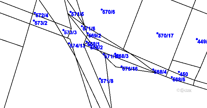 Parcela st. 571/10 v KÚ Jinočany, Katastrální mapa