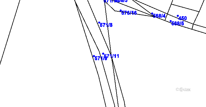 Parcela st. 571/11 v KÚ Jinočany, Katastrální mapa