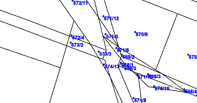 Parcela st. 573/3 v KÚ Jinočany, Katastrální mapa