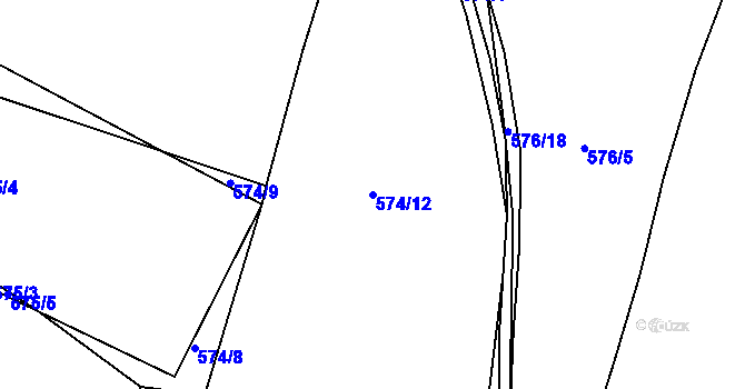 Parcela st. 574/12 v KÚ Jinočany, Katastrální mapa