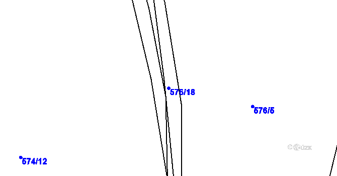 Parcela st. 576/18 v KÚ Jinočany, Katastrální mapa