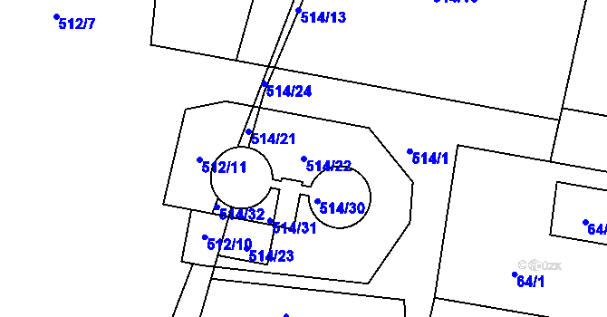 Parcela st. 514/22 v KÚ Jinočany, Katastrální mapa