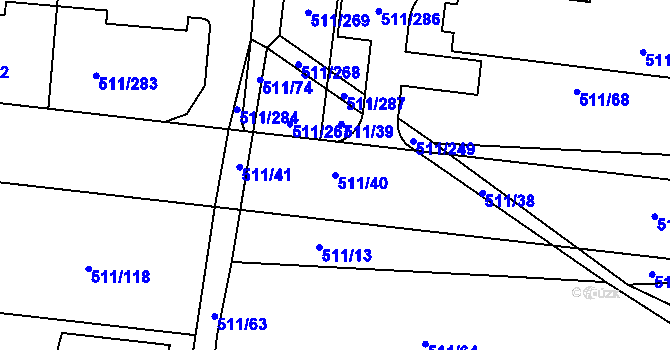 Parcela st. 511/40 v KÚ Jinočany, Katastrální mapa