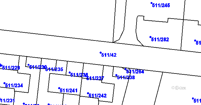 Parcela st. 511/42 v KÚ Jinočany, Katastrální mapa