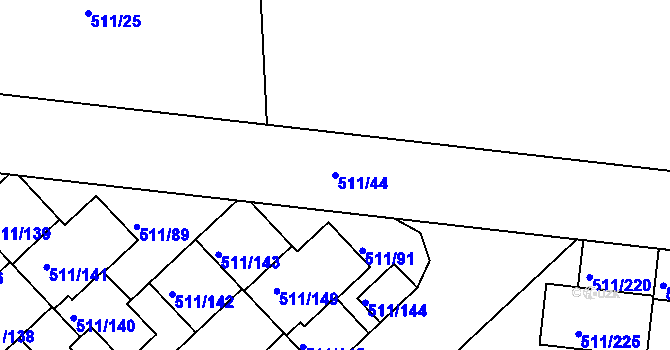 Parcela st. 511/44 v KÚ Jinočany, Katastrální mapa