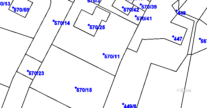 Parcela st. 570/11 v KÚ Jinočany, Katastrální mapa