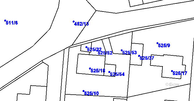 Parcela st. 525/52 v KÚ Jinočany, Katastrální mapa