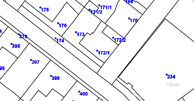 Parcela st. 172/1 v KÚ Jinočany, Katastrální mapa