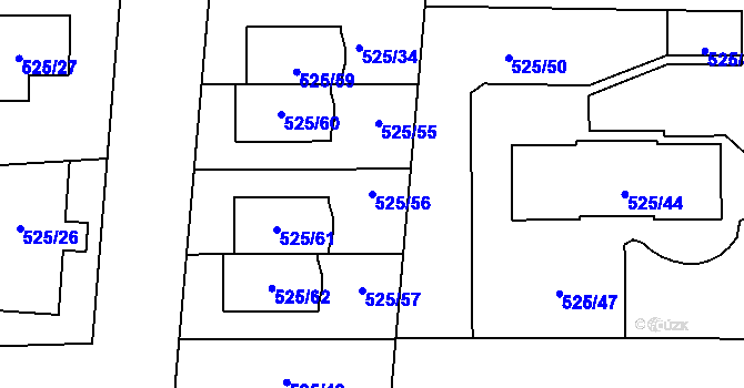 Parcela st. 525/56 v KÚ Jinočany, Katastrální mapa