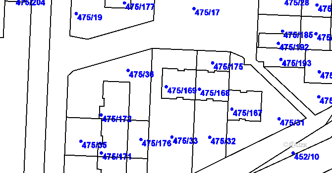 Parcela st. 475/169 v KÚ Jinočany, Katastrální mapa