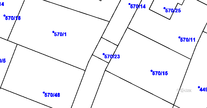 Parcela st. 570/23 v KÚ Jinočany, Katastrální mapa
