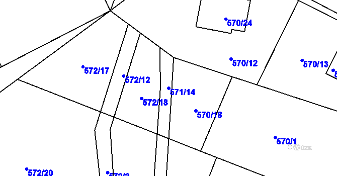 Parcela st. 571/14 v KÚ Jinočany, Katastrální mapa