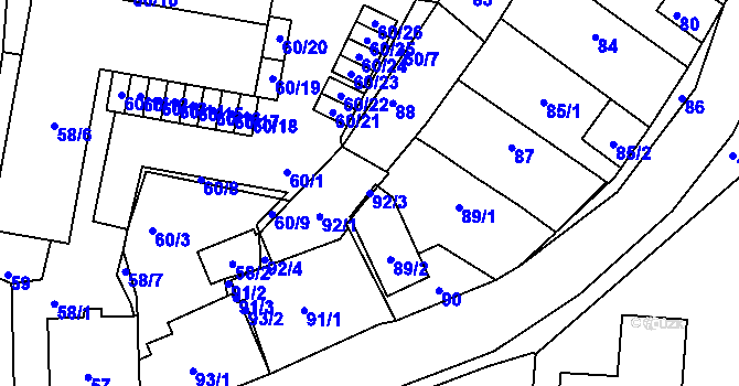 Parcela st. 92/3 v KÚ Jinočany, Katastrální mapa
