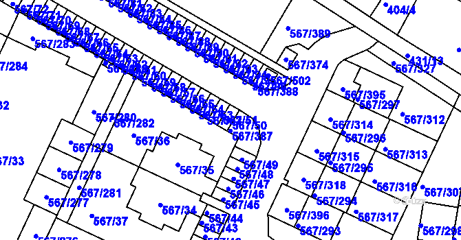 Parcela st. 567/50 v KÚ Jinočany, Katastrální mapa