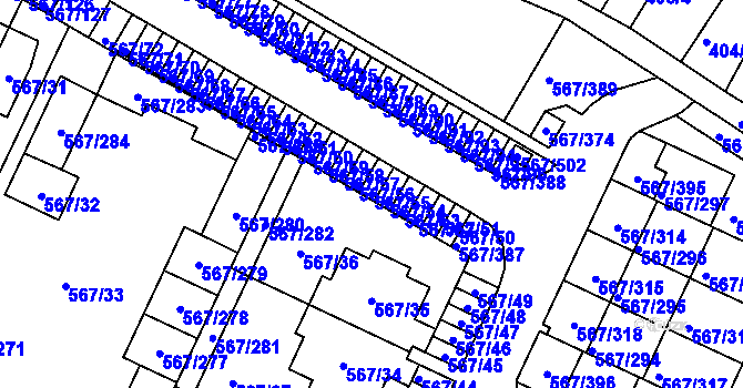 Parcela st. 567/55 v KÚ Jinočany, Katastrální mapa