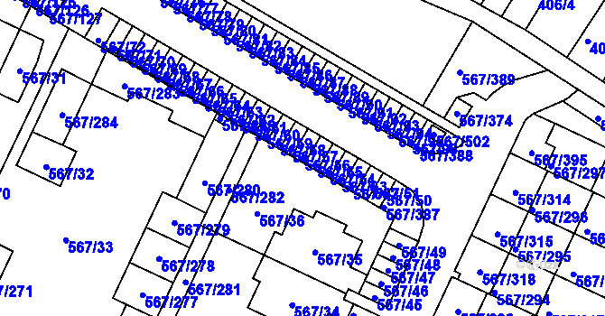 Parcela st. 567/56 v KÚ Jinočany, Katastrální mapa