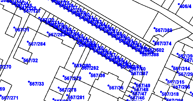Parcela st. 567/58 v KÚ Jinočany, Katastrální mapa