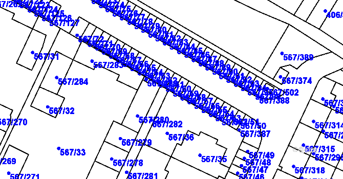 Parcela st. 567/59 v KÚ Jinočany, Katastrální mapa