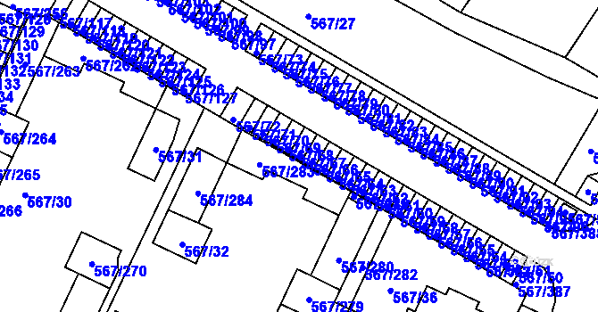 Parcela st. 567/67 v KÚ Jinočany, Katastrální mapa