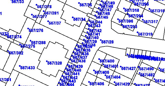 Parcela st. 567/38 v KÚ Jinočany, Katastrální mapa