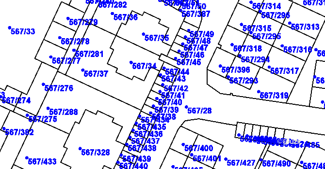 Parcela st. 567/42 v KÚ Jinočany, Katastrální mapa