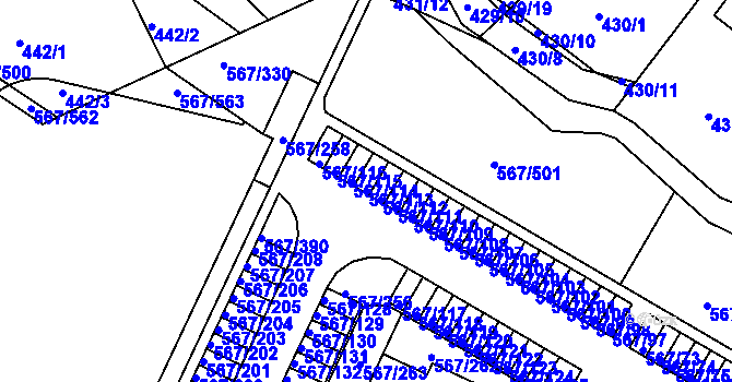 Parcela st. 567/113 v KÚ Jinočany, Katastrální mapa