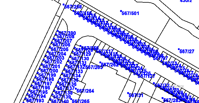 Parcela st. 567/118 v KÚ Jinočany, Katastrální mapa