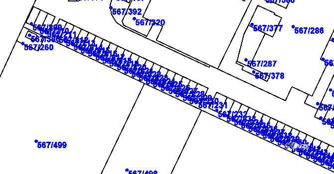 Parcela st. 567/227 v KÚ Jinočany, Katastrální mapa